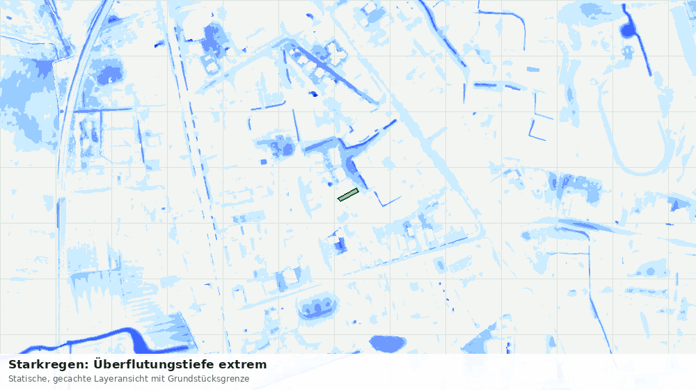 Statische Kartenansicht: Starkregen: Überflutungstiefe extrem