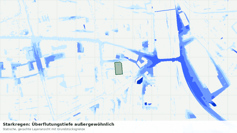 Statische Kartenansicht: Starkregen: Überflutungstiefe außergewöhnlich