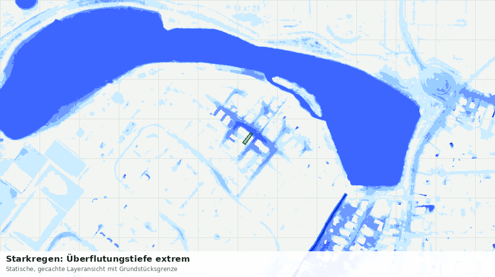 Statische Kartenansicht: Starkregen: Überflutungstiefe extrem