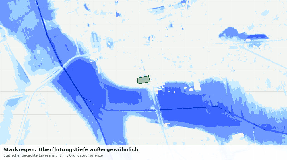 Statische Kartenansicht: Starkregen: Überflutungstiefe außergewöhnlich