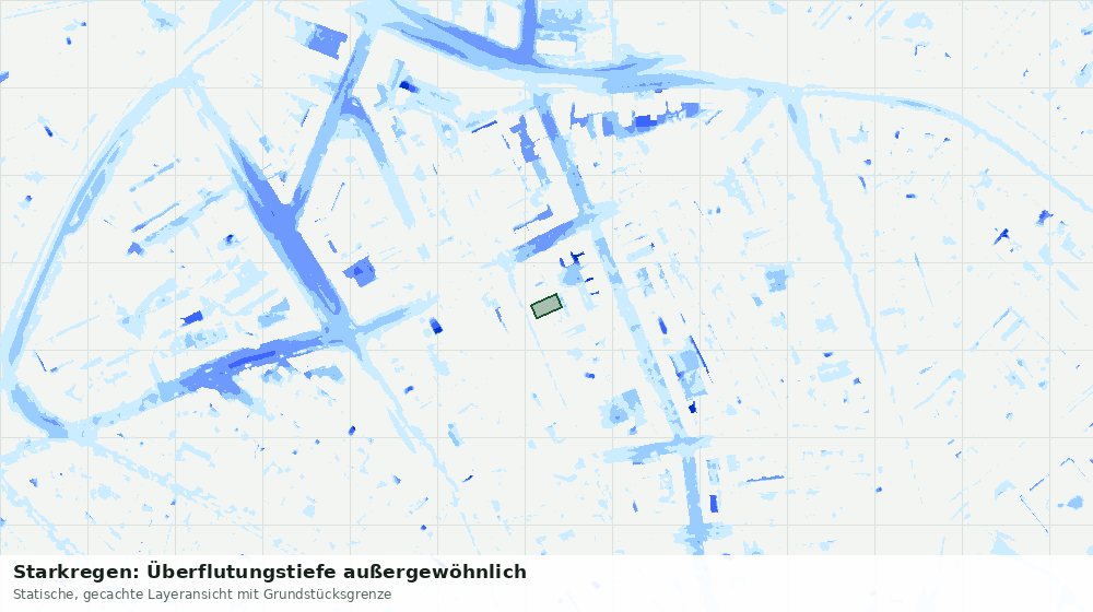 Statische Kartenansicht: Starkregen: Überflutungstiefe außergewöhnlich