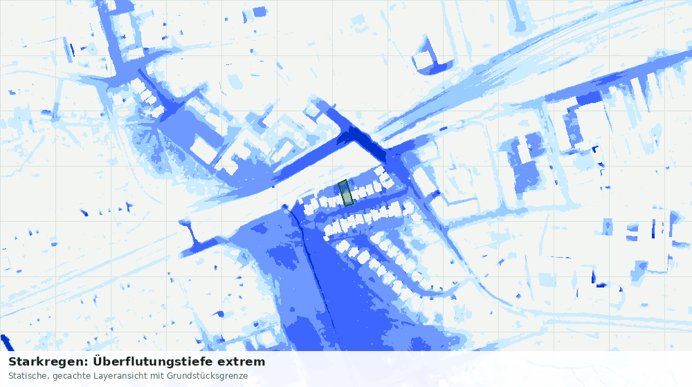 Statische Kartenansicht: Starkregen: Überflutungstiefe extrem