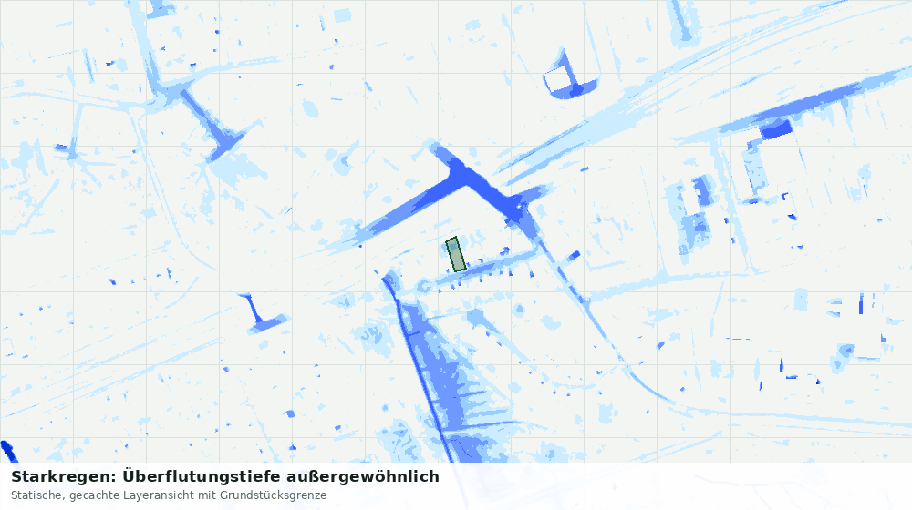 Statische Kartenansicht: Starkregen: Überflutungstiefe außergewöhnlich