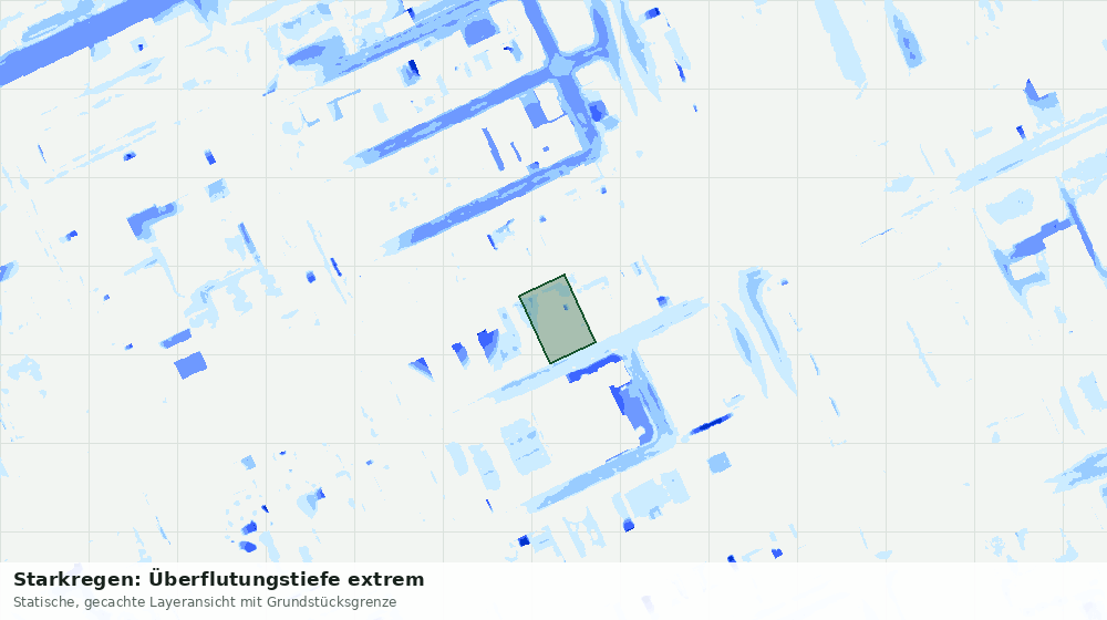Statische Kartenansicht: Starkregen: Überflutungstiefe extrem