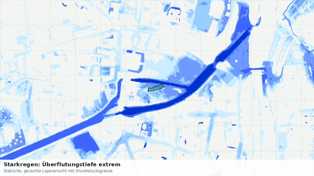 Statische Kartenansicht: Starkregen: Überflutungstiefe extrem