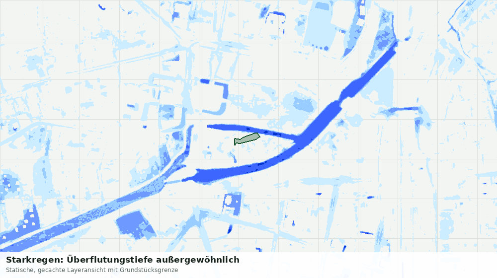 Statische Kartenansicht: Starkregen: Überflutungstiefe außergewöhnlich