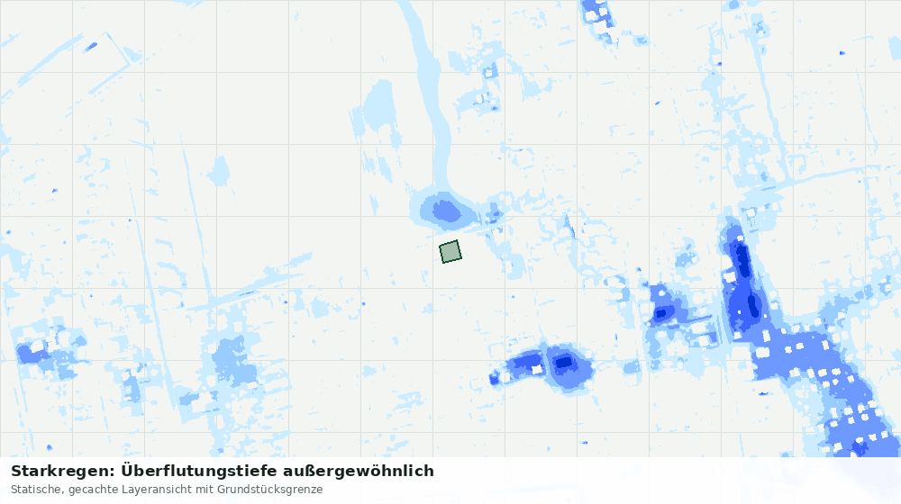 Statische Kartenansicht: Starkregen: Überflutungstiefe außergewöhnlich