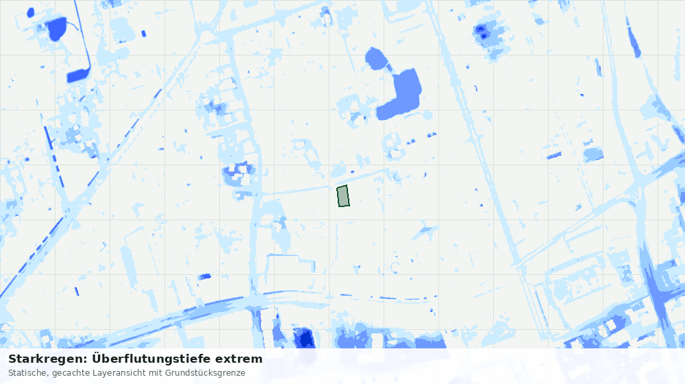 Statische Kartenansicht: Starkregen: Überflutungstiefe extrem