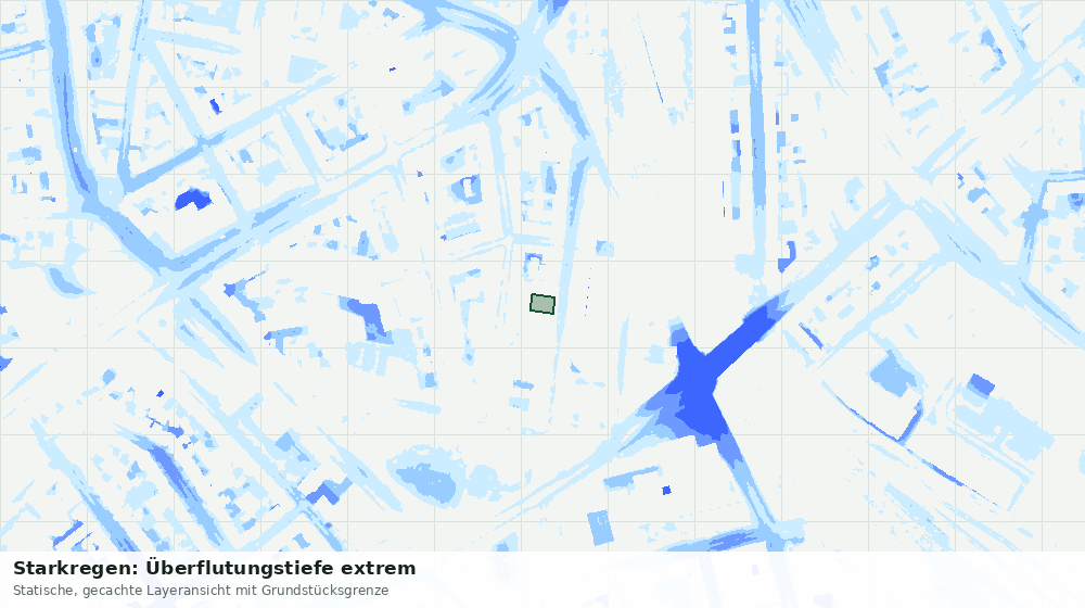 Statische Kartenansicht: Starkregen: Überflutungstiefe extrem