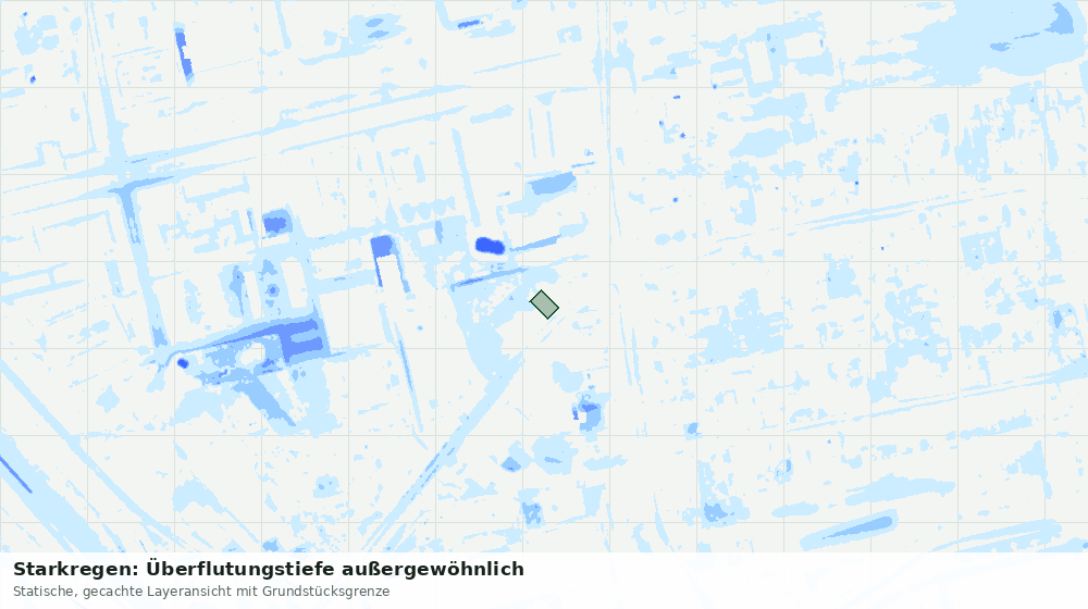 Statische Kartenansicht: Starkregen: Überflutungstiefe außergewöhnlich