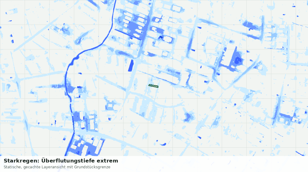Statische Kartenansicht: Starkregen: Überflutungstiefe extrem