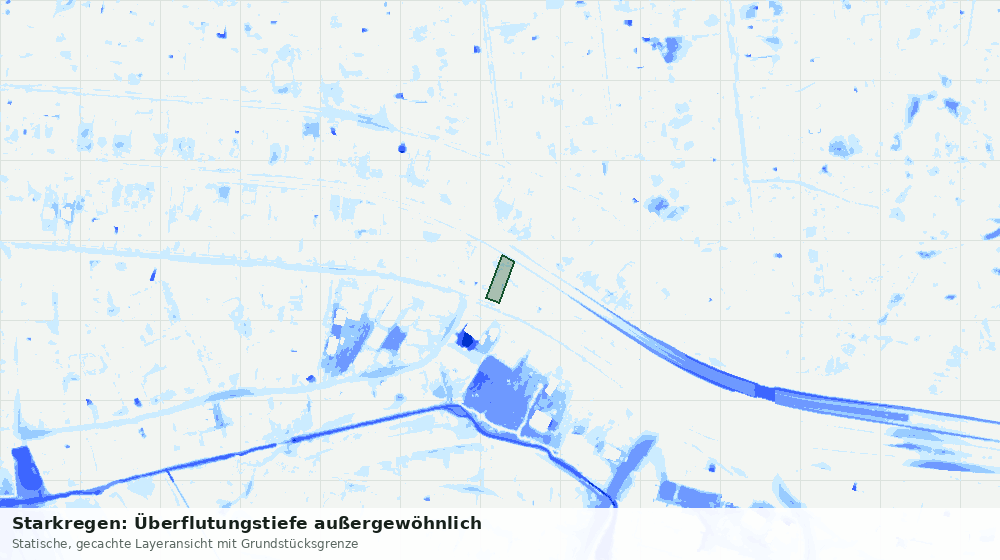 Statische Kartenansicht: Starkregen: Überflutungstiefe außergewöhnlich