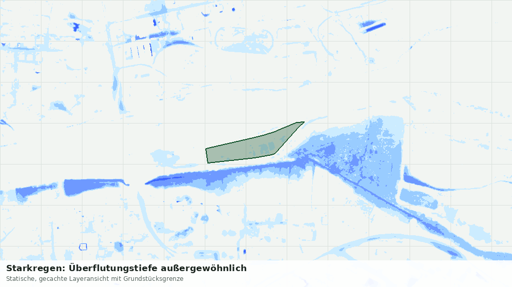 Statische Kartenansicht: Starkregen: Überflutungstiefe außergewöhnlich