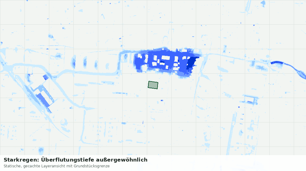 Statische Kartenansicht: Starkregen: Überflutungstiefe außergewöhnlich