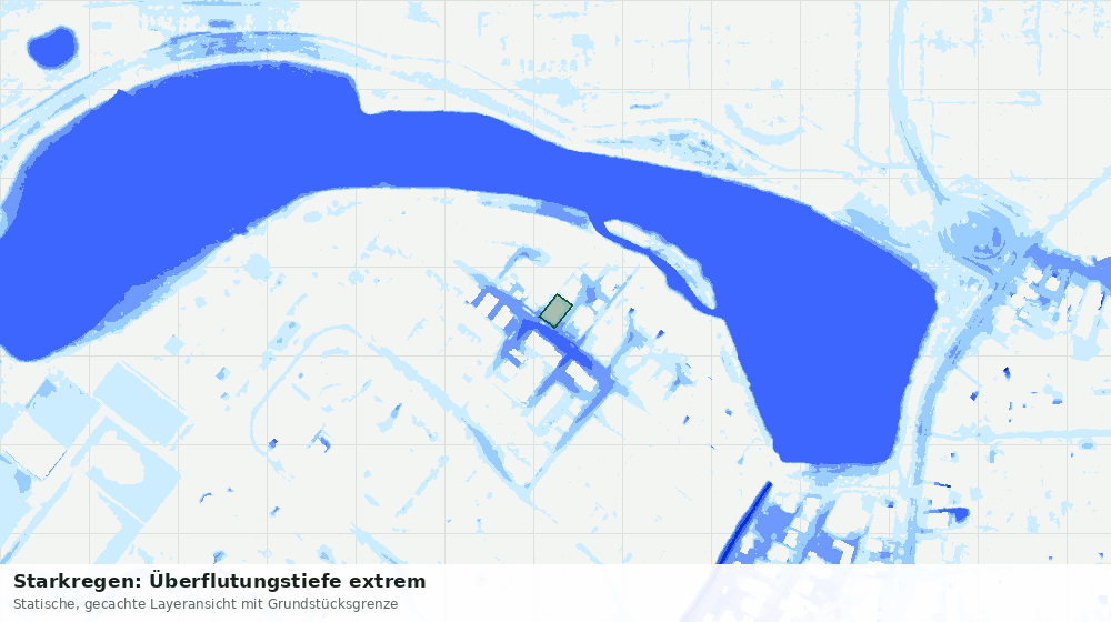 Statische Kartenansicht: Starkregen: Überflutungstiefe extrem