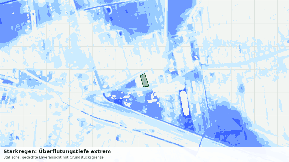 Statische Kartenansicht: Starkregen: Überflutungstiefe extrem