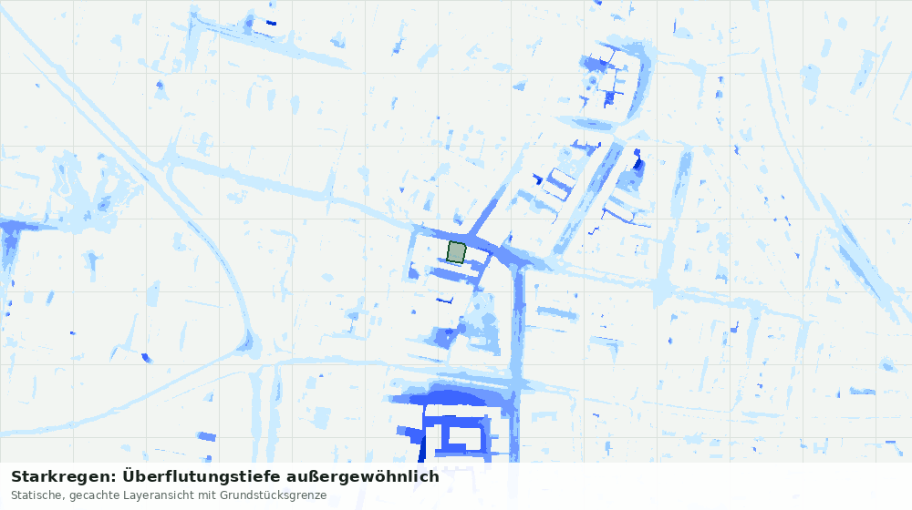 Statische Kartenansicht: Starkregen: Überflutungstiefe außergewöhnlich