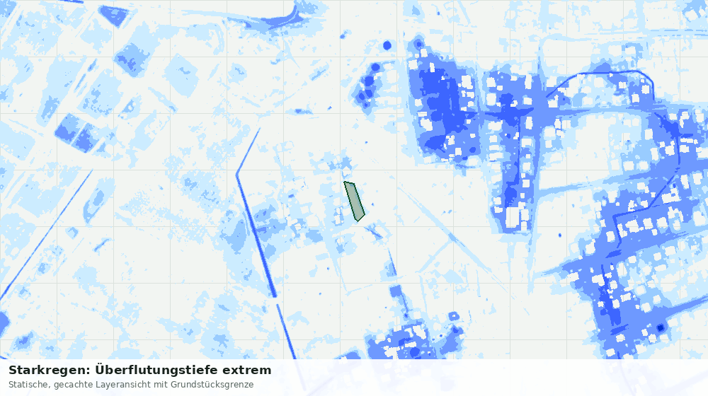 Statische Kartenansicht: Starkregen: Überflutungstiefe extrem