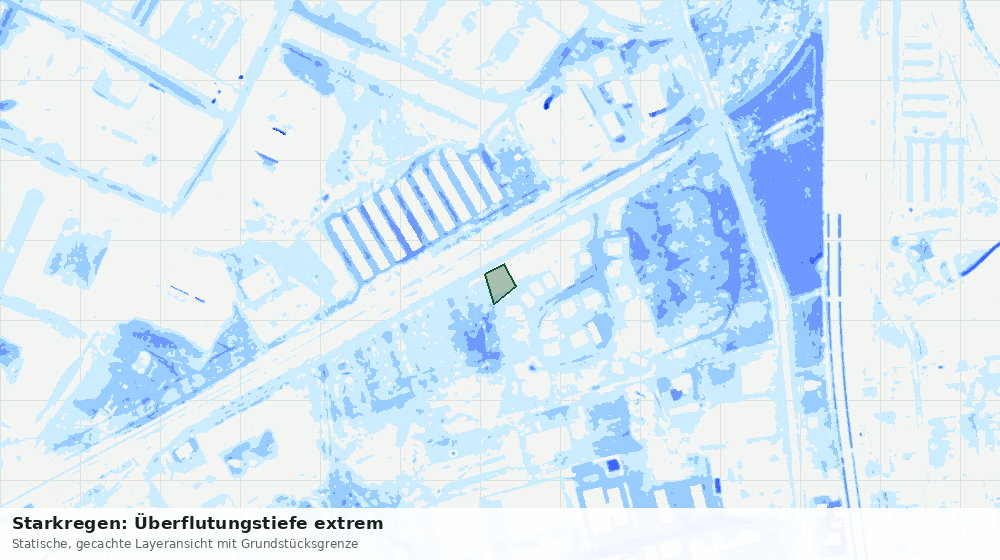 Statische Kartenansicht: Starkregen: Überflutungstiefe extrem