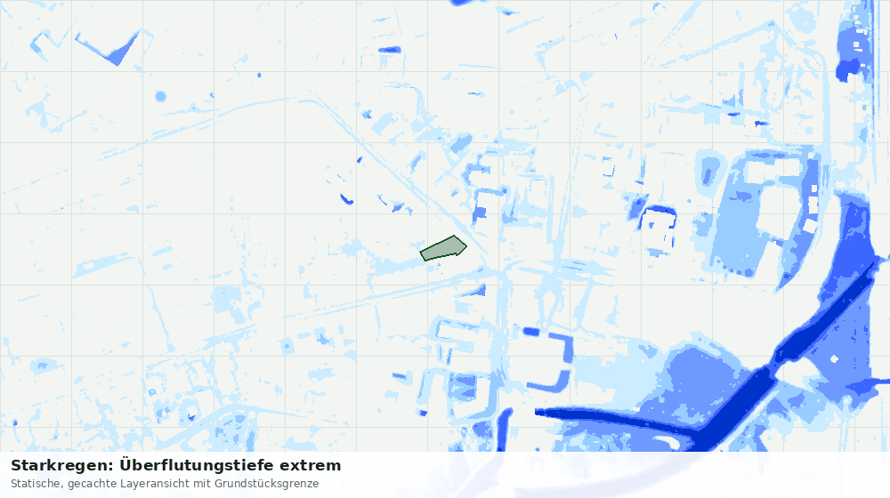 Statische Kartenansicht: Starkregen: Überflutungstiefe extrem