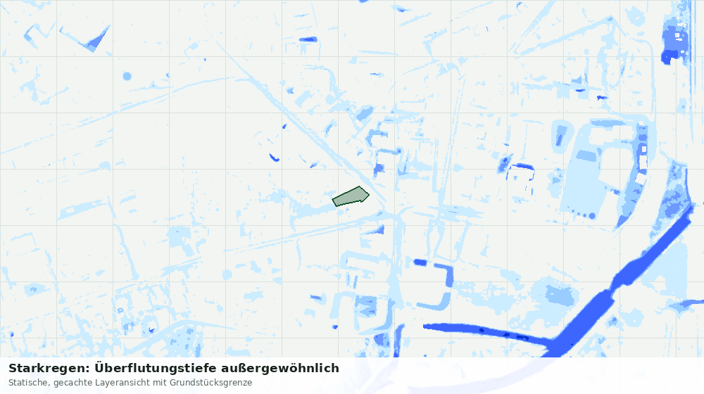 Statische Kartenansicht: Starkregen: Überflutungstiefe außergewöhnlich