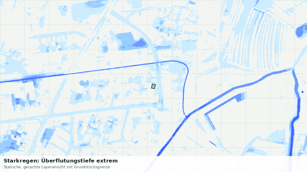 Statische Kartenansicht: Starkregen: Überflutungstiefe extrem
