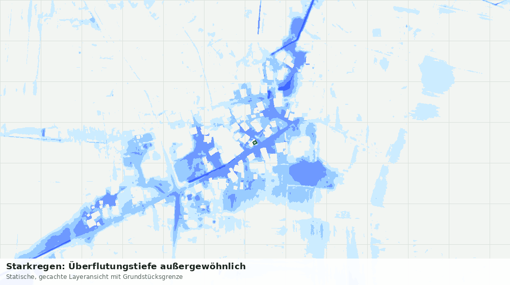 Statische Kartenansicht: Starkregen: Überflutungstiefe außergewöhnlich