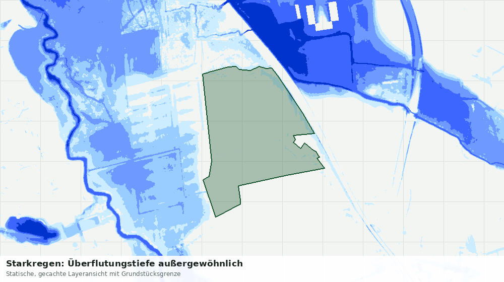 Statische Kartenansicht: Starkregen: Überflutungstiefe außergewöhnlich