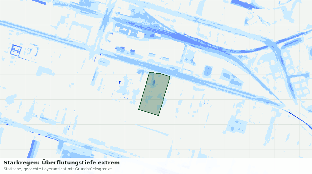 Statische Kartenansicht: Starkregen: Überflutungstiefe extrem