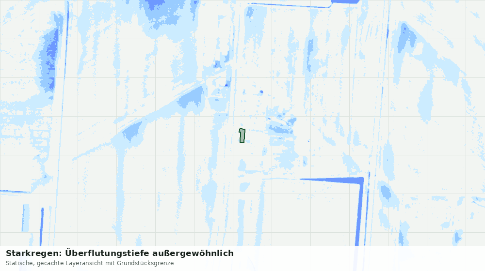 Statische Kartenansicht: Starkregen: Überflutungstiefe außergewöhnlich