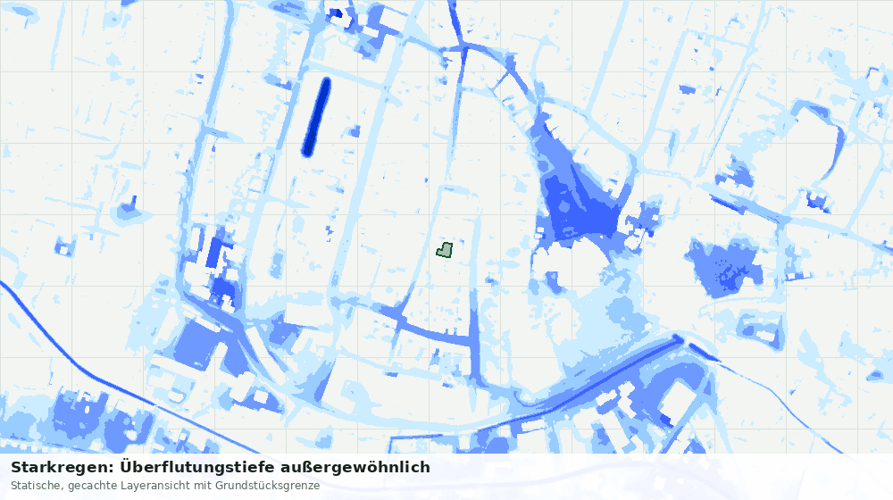 Statische Kartenansicht: Starkregen: Überflutungstiefe außergewöhnlich