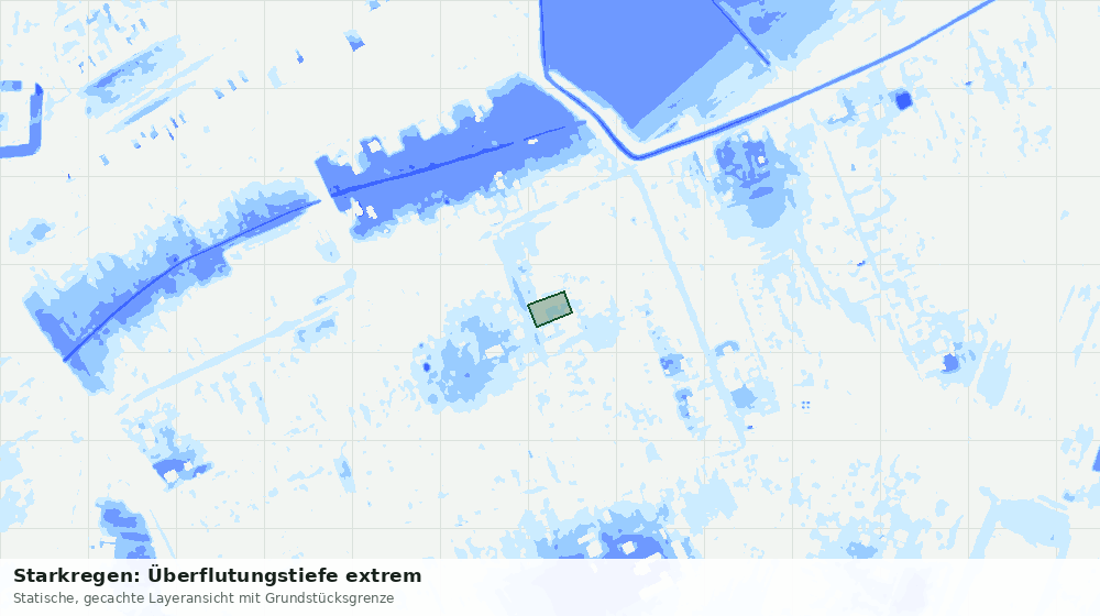 Statische Kartenansicht: Starkregen: Überflutungstiefe extrem