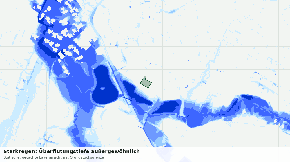 Statische Kartenansicht: Starkregen: Überflutungstiefe außergewöhnlich