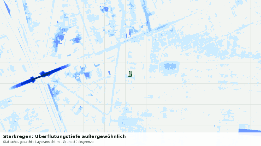 Statische Kartenansicht: Starkregen: Überflutungstiefe außergewöhnlich