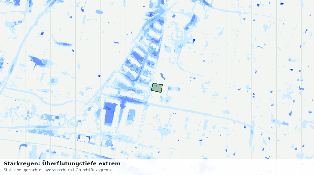 Statische Kartenansicht: Starkregen: Überflutungstiefe extrem