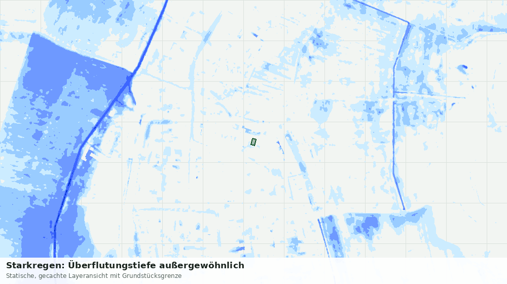 Statische Kartenansicht: Starkregen: Überflutungstiefe außergewöhnlich