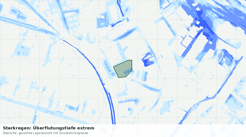 Statische Kartenansicht: Starkregen: Überflutungstiefe extrem