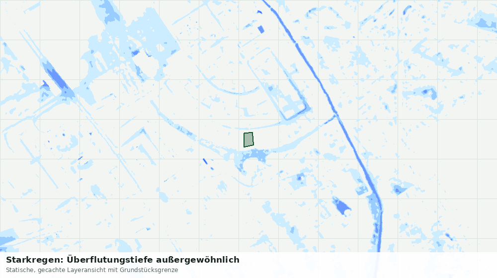 Statische Kartenansicht: Starkregen: Überflutungstiefe außergewöhnlich