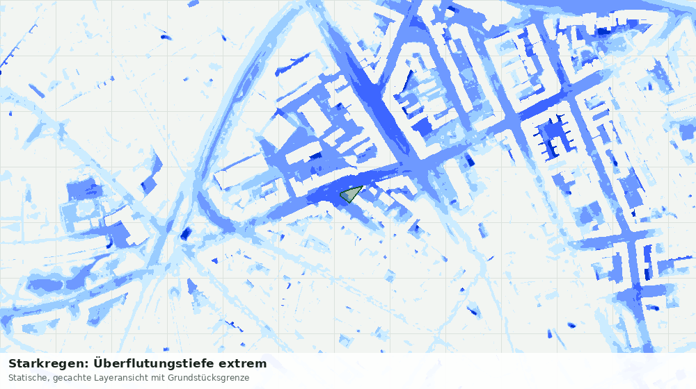 Statische Kartenansicht: Starkregen: Überflutungstiefe extrem