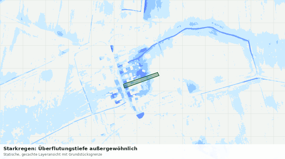 Statische Kartenansicht: Starkregen: Überflutungstiefe außergewöhnlich