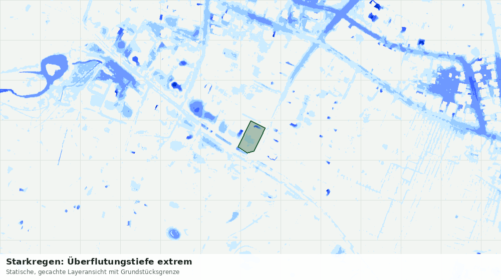Statische Kartenansicht: Starkregen: Überflutungstiefe extrem