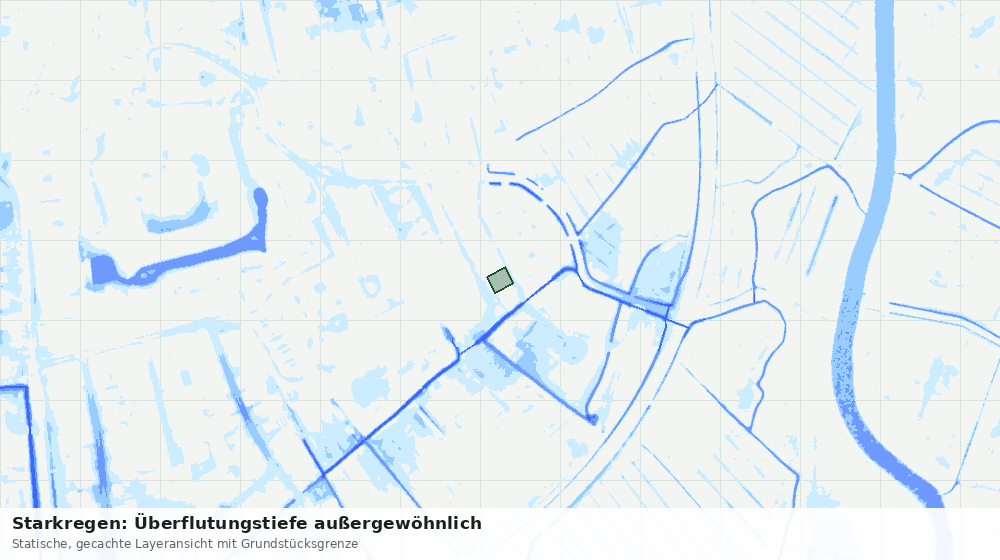 Statische Kartenansicht: Starkregen: Überflutungstiefe außergewöhnlich