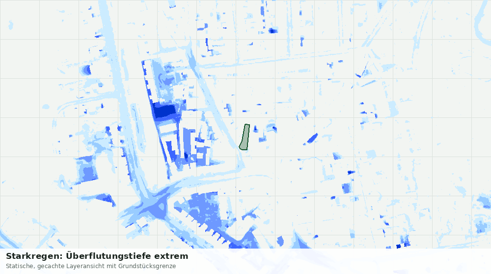 Statische Kartenansicht: Starkregen: Überflutungstiefe extrem