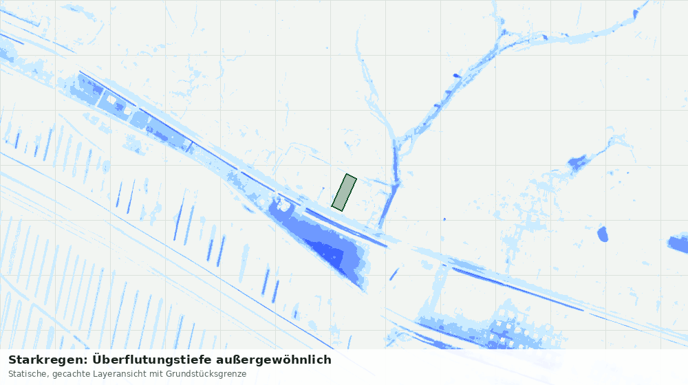 Statische Kartenansicht: Starkregen: Überflutungstiefe außergewöhnlich