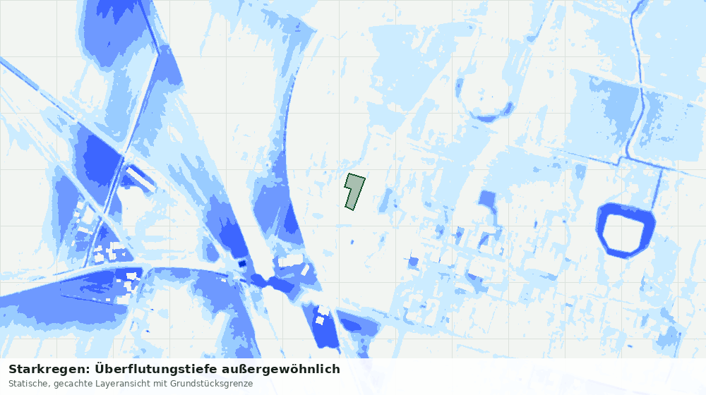 Statische Kartenansicht: Starkregen: Überflutungstiefe außergewöhnlich