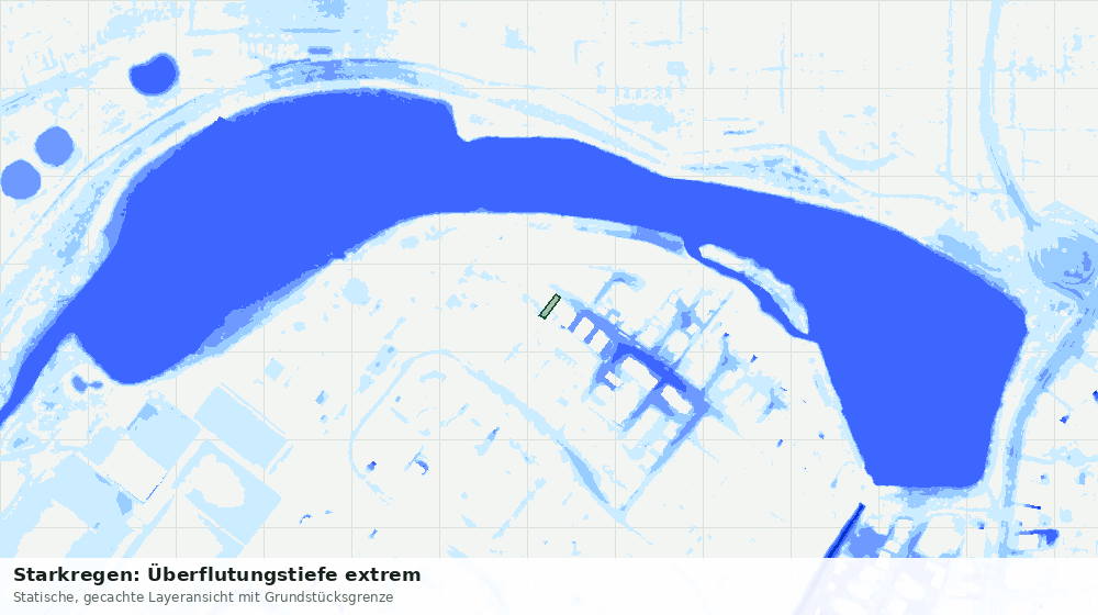 Statische Kartenansicht: Starkregen: Überflutungstiefe extrem
