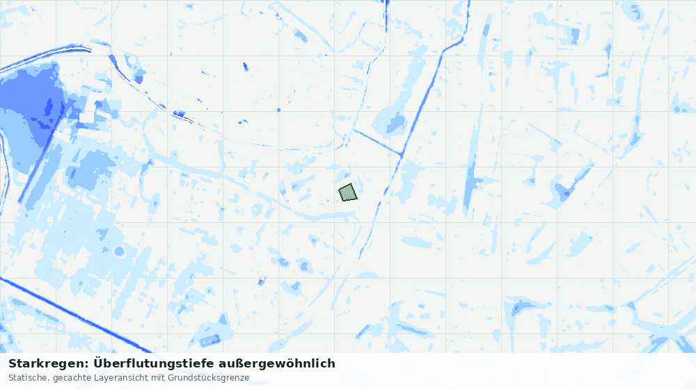 Statische Kartenansicht: Starkregen: Überflutungstiefe außergewöhnlich