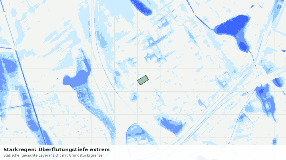 Statische Kartenansicht: Starkregen: Überflutungstiefe extrem