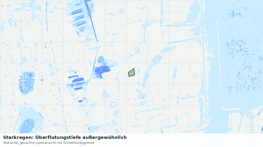 Statische Kartenansicht: Starkregen: Überflutungstiefe außergewöhnlich