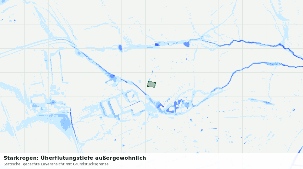 Statische Kartenansicht: Starkregen: Überflutungstiefe außergewöhnlich